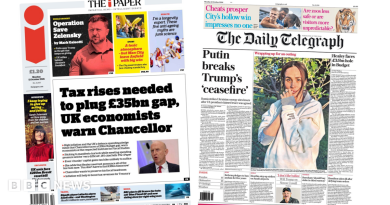 Newspaper headlines: ‘Tax rises needed to plug £35bn gap’ and ‘Putin breaks Trump’s ‘ceasefire”
