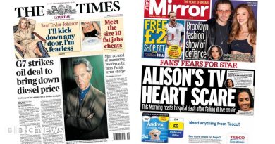 ‘G7 strikes oil deal’ and Alison’s TV heart scare’
