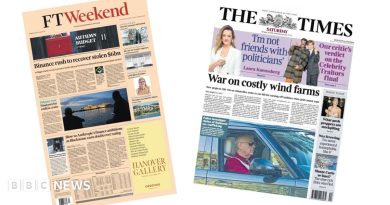 Newspaper headlines: ‘Rush to recover stolen $6bn’ and ‘War on wind farms’