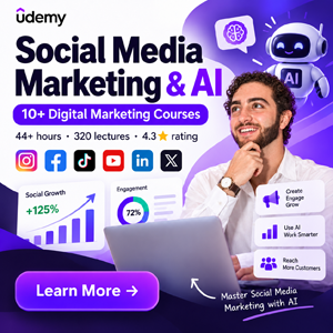 Social Media Marketing & AI: 10+ Digital Marketing Courses